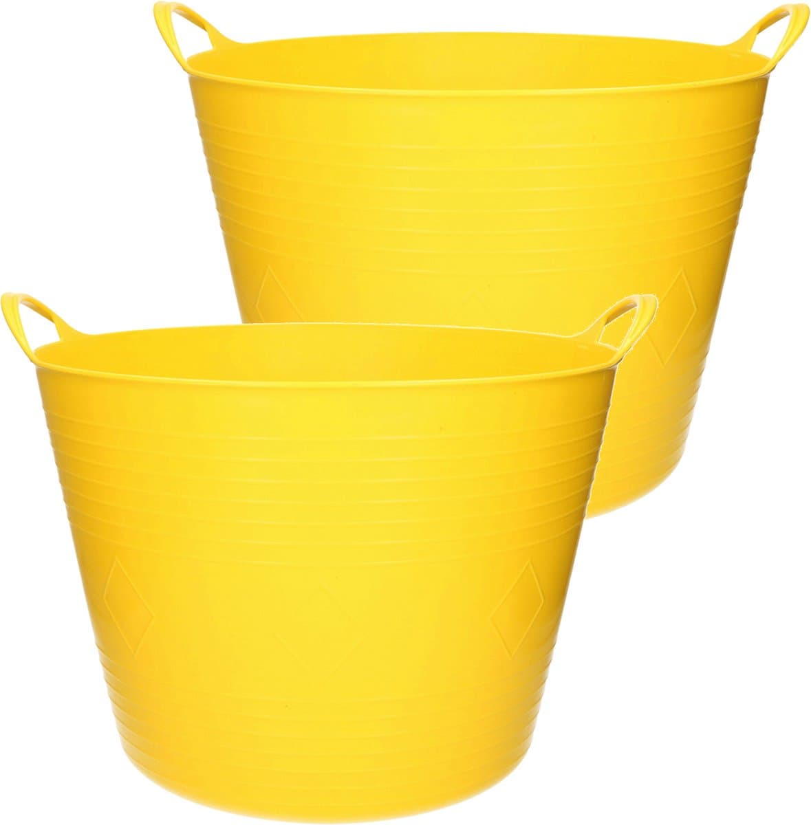 2x stuks flexibele kuip emmer/wasmand rond geel 43 liter - Opbergmanden — afbeelding 1