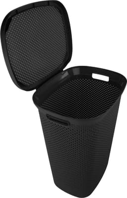 Bathroom Solutions Wasmand - zwart - 60 liter - 37 x 46 x 60 cm - met deksel — thumbnail 4