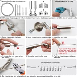Goodivery ® Flexibele Ophangset van 5 Meter met 24 Metalen Clips en Haken voor Gordijnen en Decoraties — thumbnail 3