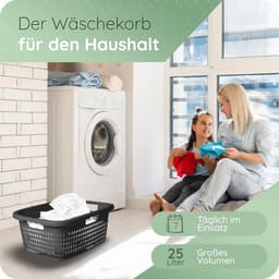 Novaliv wasmand met 3 handgrepen 25L antraciet, wasboxset wasemmer wascontainer voor badkamerwas vuile was, wasmanden vuile wascontainer wasmand verzamelbox — thumbnail 3