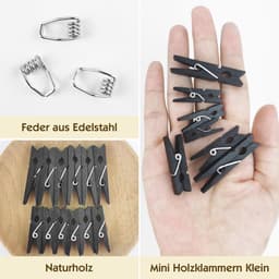 Mini Houten Clips voor Foto's - Set van 140 Stuks met Jute Touw - Perfect voor Bruiloft en DIY Decoratie — thumbnail 3
