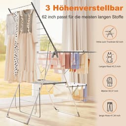 Inklapbaar 3-niveaus droogrek toren met aanpasbare hoogte - Ruimtebesparend wasrek voor binnen en buiten — thumbnail 3