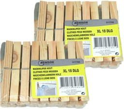 Benson Wasknijpers - 36x stuks - XXL - natuurlijke houtkleur - stevig ontwerp - 10 cm — thumbnail 2