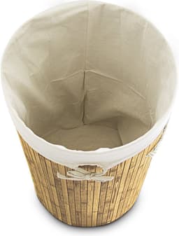 2x wasmand bamboe - wasbox met deksel - 70 liter - rond - 65 x 41 cm - natuur — thumbnail 3
