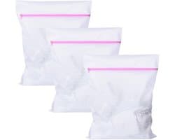 Set van 3 wasnetten 50 cm x 60 cm, fijne maas waszakken, herbruikbare waszakken met rits voor kleding en delicate stoffen