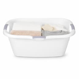 Storage Solutions wasmand - 35 liter - wit - kunststof - 68 x 46 x 25 cm - draagmand - met handvatten - lichtgewicht — thumbnail 1