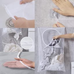 Hanging Laundry Basket voor het ophangen van wasgoed, praktische waszak voor slaapkamer en badkamer (Wit) — thumbnail 4