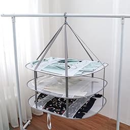 3-laags - Opbergnet - 77,4*62,4*78,3 cm - Droognet - trui droger rack - Opvouwbaar - hangende - Draagbaar Wasrek Binnen en Buiten - Opvouwbaar Droogrek - kledingrek - kledingmand - voor kleding, kruiden, bloemen, groenten — thumbnail 3