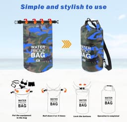 Pakzak, drijvende droogrugzak, strandtas, lichte droogzak voor strand, boottochten, vissen, kajakken, zwemmen, rafting, camping, 5 l, 10 l, 15 l, 20 l, 30 l — thumbnail 5