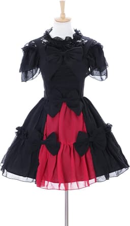 JL-656 zwart rood chiffon kant vampier Dark Gothic Lolita jurk kostuum cosplay, zwart, XL — thumbnail 5