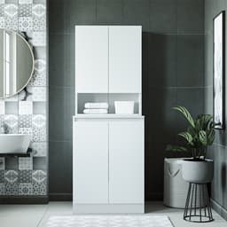 Roomart ATLANTIC-V Wasmachine Ombouwkast 70x191 cm met Bovenkast - Wit — thumbnail 2