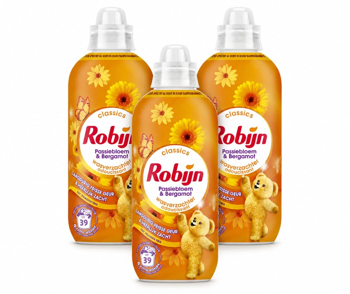 3 x Robijn – Wasverzachter – Passiebloem & Bergamot – 780 ml - Voordeelverpakking - 3 stuks — afbeelding 1