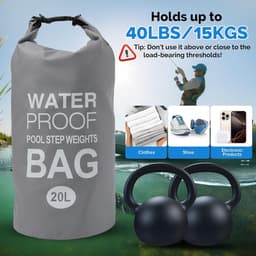 Waterdichte Dry Bag, waterdichte strandtas met verstelbare schouderriem, Dry Bag voor zwemmen, kamperen, kajakken, strand, grijs, 20L(1-Pack), Waterdichte zakken — thumbnail 5