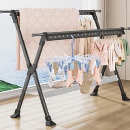 2 stuks - inklapbaar droogrek voor sokken Inklapbaar droogrek met 40 knijpers – compact droogrek voor sokken en ondergoed - blauw - Sokkendroger - Sokken Hanger - Beha's - bh's - Wasrek inklapbaar - Droogcarrousel - Klein Wasrekje - voor op reis — thumbnail 3
