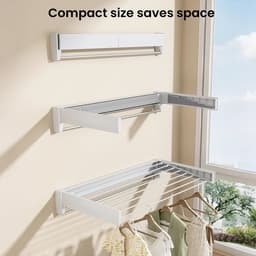 Adelair wasrek wand - Droogrek hangend - wanddroogrek inklapbaar - Uitschuifbaar - 8 stangen - 100cm breed - wit — thumbnail 5