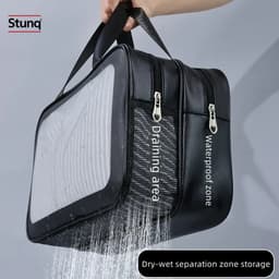 Stunq® Waszak met droog-nat scheiding - transparant PU, ideaal voor reizen, fitness en zwemmen — thumbnail 4
