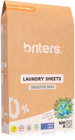 Briters Wasstrips Sensitive Skin – 100 wasbeurten – Hypoallergeen & Parfumvrij – Vegan – Dermatest – Europees Product — thumbnail 1