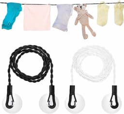 2 x reiswasrek, uittrekbaar, 1,5 m, nylon, verstelbaar, draagbaar, voor kamperen, reizen en outdoor (wit en zwart) — thumbnail 1