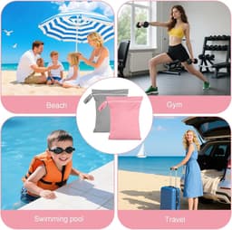 Wet Bag, 2 stuks, 40 x 30 cm, waterdicht, herbruikbaar, voor baby's, zwemmen, reizen, luiers, badpakken, vuile waszak - ShopVlot — thumbnail 4