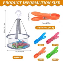 Wasknijpers Zonder Sporen, Kleurige Wasknijpers met Mand, Wasknijpertas met Knijpers, Plastic Sokkenknijpers Clothes Pegs voor Wastlijn Handdoek Knijpers Fotoknijpers + 1 Mand — thumbnail 5