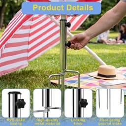 Parasolveranker met haken - metalen constructie - 4 grondpinnen - stabiliteit voor parasols - ShopVlot — thumbnail 4