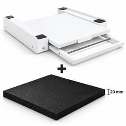 ProductXpert Stacko™ - Stapelkit & Anti Trillingsmat voor Wasmachine en Droger - Tussenstuk - Uitschuifbare Plank met Handdoekhouder - Wit- AntiSlip - Geluidsdempende Antislip Mat - 620 x 620 x 20 mm — thumbnail 1