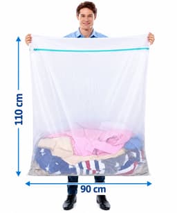 Livenzo XXL Waszak 90x110 cm – Extra Grote Wasnet – Wasmachine Waszak met Rits – Voor Dekbedden, Gordijnen & Grote Was – Wit — thumbnail 1