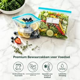 Diepvrieszakken met Ritssluiting - Transparant - 3 Maten - Herbruikbare Voedselzakken - Voor Vriezer en Keuken — thumbnail 2