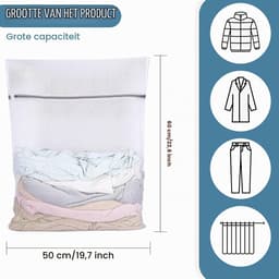 Wasnet voor Wasmachine - 2 Stuks Large 50 x 60 cm - Bescherming voor Kleding en Delicate Was — thumbnail 5