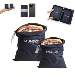 2 Stuks Waszakken voor op reis - 2 maten - waszakken voor vuile was en natte kleding - waterdichte opbergtas met draaggreep - opvouwbare vuilwaszak - voor vakantie, camping, zwembad — thumbnail 1