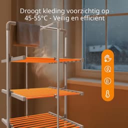 QEVA Elektrisch Droogrek - Droogrek Elektrisch - Verwarmde Droogrek - Wit - 9cm x 72cm x 143cm — thumbnail 3