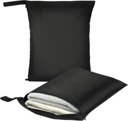 2 Stuks Natte Droge Zakken, Natte Dry Bag Waterdichte Reistas, Stoffen Luier Natte Zak met Handvat & Rits, Wasbare Reistas Organizer Yogatas voor Natte Zwemkleding, Sportschool, Strand (Zwart) — thumbnail 4