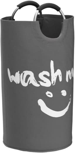 Vouwbare Wasmand met Handvat, Grote Smiley Gezicht Waszak van Oxford Stof, Ideaal voor Thuis, Reizen en Studentenhuis — thumbnail 3
