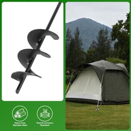 SnelShoppen - Zware Roestvrijstalen Grondankers 45 cm - 4 Stuks Schroefankers met Banden en Montagegereedschap - Windvaste Bevestigingskit voor Trampo — thumbnail 4