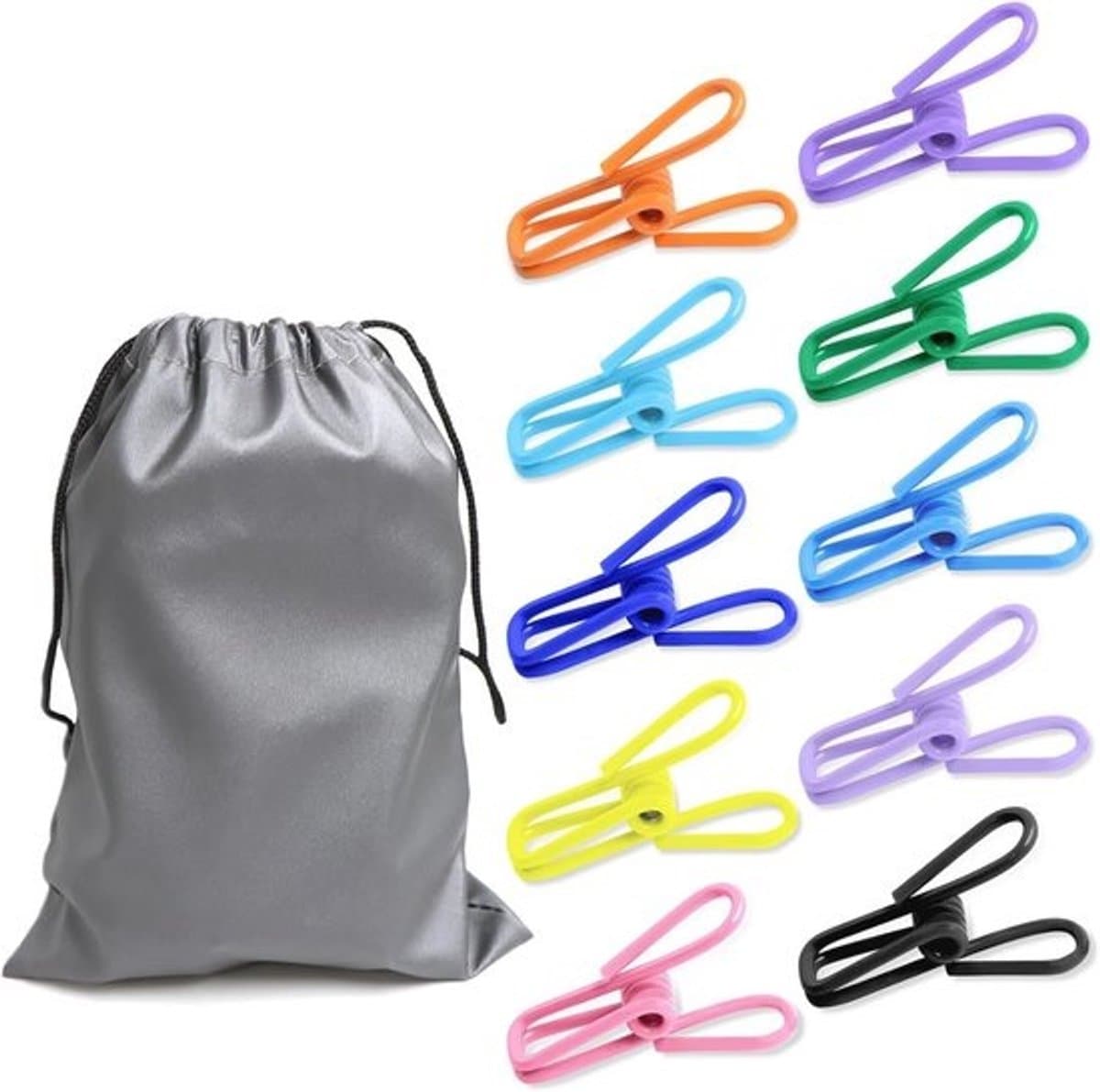 Chipclips Set van 60 - 6 Inch Zakclips voor Voedsel - Gecoate Metalen Clips met Waterdichte Opbergzakken - 10 Kleuren — afbeelding 1