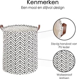 Wasmand Opvouwbaar - Opbergzak - 60L - Waterproof - Zwart/wit - Opvouwbare Wasszak — thumbnail 4