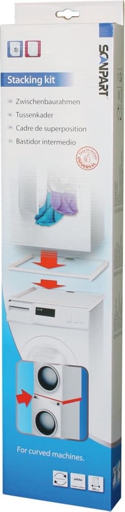 Scanpart tussenstuk voor wasmachine en droger - Geschikt voor AEG Bosch LG Miele Samsung Siemens Zanussi Whirlpool - Stapelkit - Compacte verpakking - Universeel — thumbnail 1
