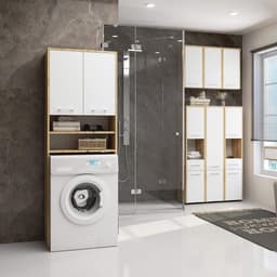 Wasmachine Ombouwkast - Hoge Kast Wasmachine - Ruimte Benutten - Met 2 Deuren - 64 x 180 x 30 cm — thumbnail 5