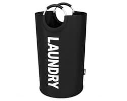 BOTC Wasmand - Waszak - 115L - Laundry basket - Wassorteerder - 43x79 cm - waszak vouwbaar - draagbaar wasbox - Zwart