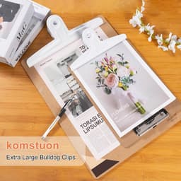 Extra Grote Bulldog Clips Wit & Zwart 22 cm - 2 Stuks Sterke Documentenbinders — thumbnail 2