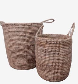 mand met handvaten groot -wasmand - Djibi naturel - Hoogte 55cm - Diameter 48cm — thumbnail 2