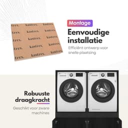 Wasmachinekast Dubbel 134x145x67cm | Ruimtebesparend & Super Stevig | Met Uitschuiflade | Voor Wasmachine en Droger | Zwart Eiken — thumbnail 5