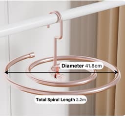 Spiraal droogrek voor kleding - Droogrek voor lakens - Ophangbaar droogrek voor kleding - Diameter 41,8 cm - Totale spiraallengte 2,2 m - Opvouwbaar - Geschikt voor het drogen van dekbedden, lakens en gordijnen - zilver — thumbnail 2