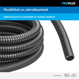 ProPlus Afvalwaterslang - 5 m - Afwatering - Temperatuurbestendig - Flexibel en Uittrekbaar - ø 25 mm - Voor het Geleiden van Afvalwater vanuit caravans/campers, vijvers en zwembaden - Afvoerkanaal - Zwart — thumbnail 3