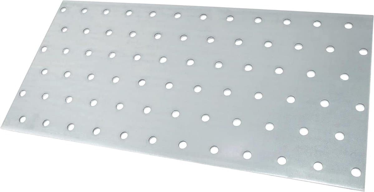 Allecta - Set van 2 montage platen 120x240x2mm met 72 gaten - verzinkt staal Z275 - bevestiging metaal hout - zilverkleurig. — afbeelding 1