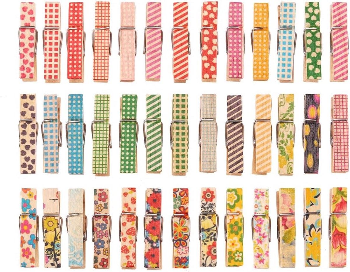 Kleurrijke Geschilderde Houten Wasknijpers - 100 Stuks voor Fotoclips en Creatief Gebruik — afbeelding 1