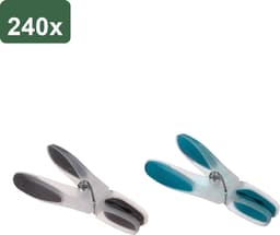 240x Wasknijpers Set - Blauw & Grijs - 8cm - Stevige Kunststof Wasclips - Roestvrije Veer - Grootverpakking voor Alle Wasgoed - 24 stevige wasknijpers voor dagelijks gebruik — thumbnail 1