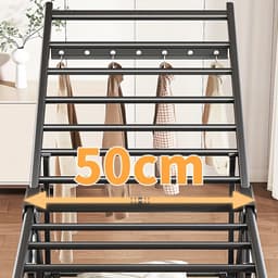 ML 40.Zwaar Aluminium Opvouwbaar Wasrek met Schoenenrek - 3 Seconden Inklapbare Ontwerp - Hoogte Verstelbaar - 4 Wieltjes voor Binnen/Buiten Gebruik — thumbnail 4