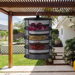 droognet opvouwbaar - 4 laags - Droognet - 60 x 80 cm - opbergnet met rits - zwart - hangend droog visnet - voor kruiden en bloemen - voor planten, vis of groenten - Polyester — thumbnail 4
