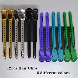 12x Professionele Haar Clips voor Knippen en Stylen - Verdeelclips & Alligator Klemmen in 6 Kleuren — thumbnail 3